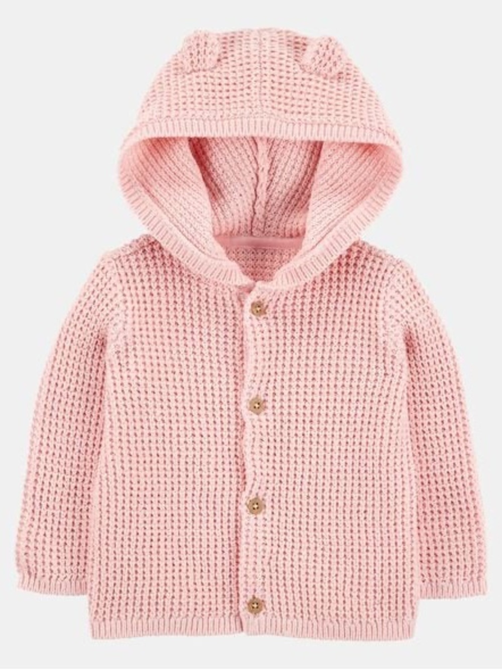 Carter’s Baby Hooded Waffle Knit Cardigan - Pink